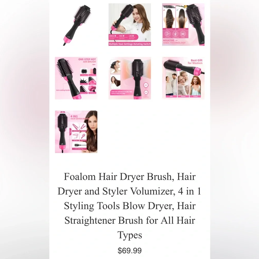Blow Dryer Brush Hair Straightener Brush, 4 in 1 Hair Dryer and Styler Volumizer